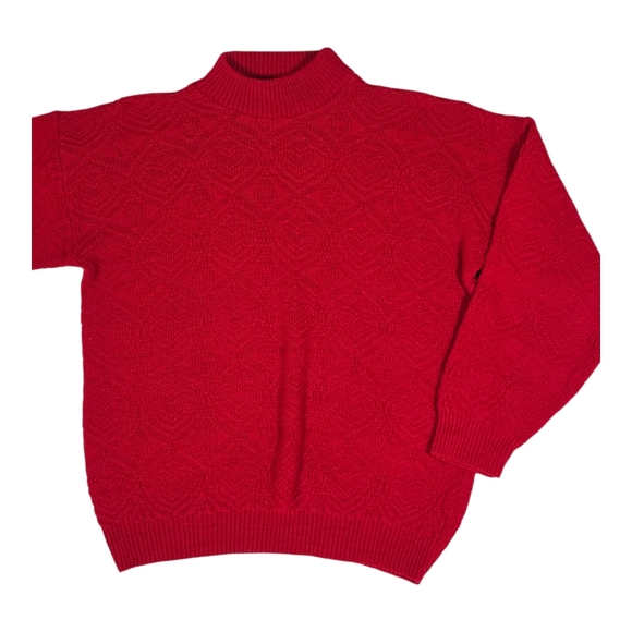 VINTAGE AMERICAN PRIDE Textured Heart Knit Mock Neck Sweater | L | Made In USA - Picture 3 of 12